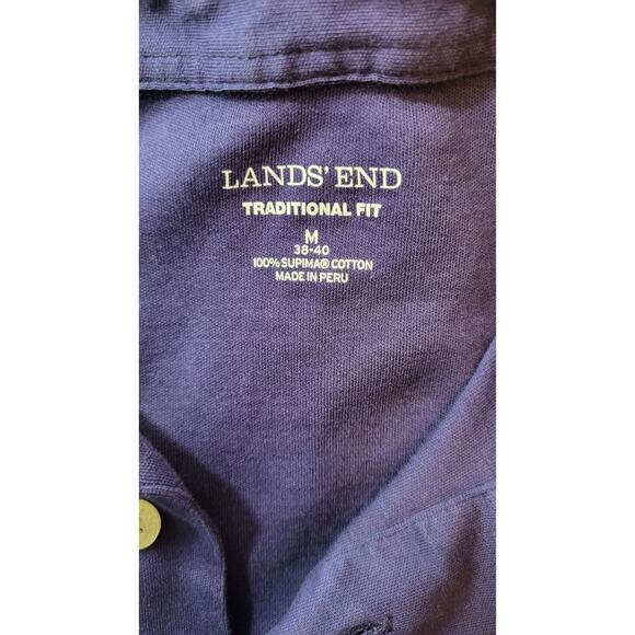 Lands' End Men Size M 38-40 Long Sleeve Polo Traditional Fit Dark Purple - Picture 6 of 9